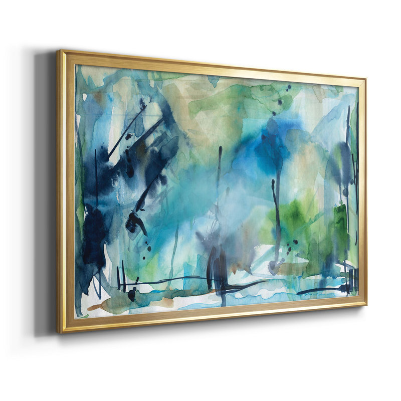 «Rain in the Country», toile encadrée de qualité supérieure - prête à être accrochée, H 26,5 po x l 73 po x P 1,5 po, Or
