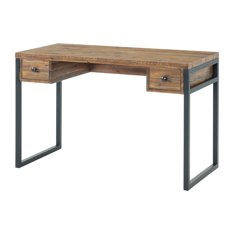 Solid Wood Top Metal Base Writing Desk, 76.2cm H x 121.92cm W x 58.42cm D