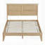 Lit en bois massif avec tête de lit en rotin, poutres de soutien centrales et pieds améliorés pour plus de durabilité et de style