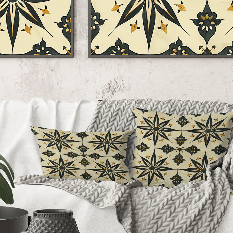 Coussin Beige noir Midcentury Stars - Midcentury, H 18 po x l 18 po