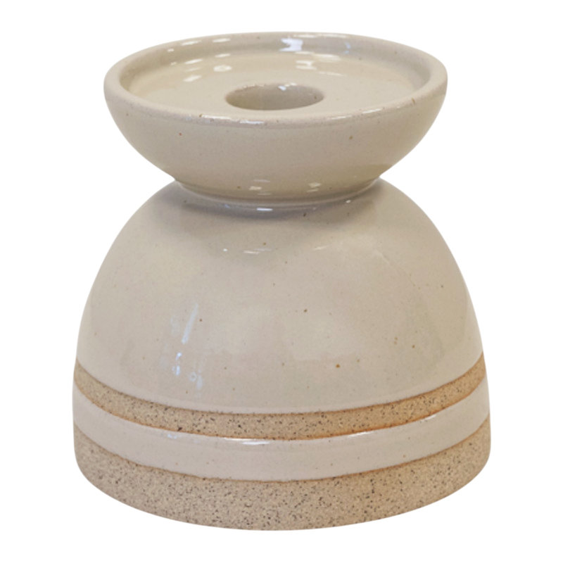 Taupe Glazed Candle Holder