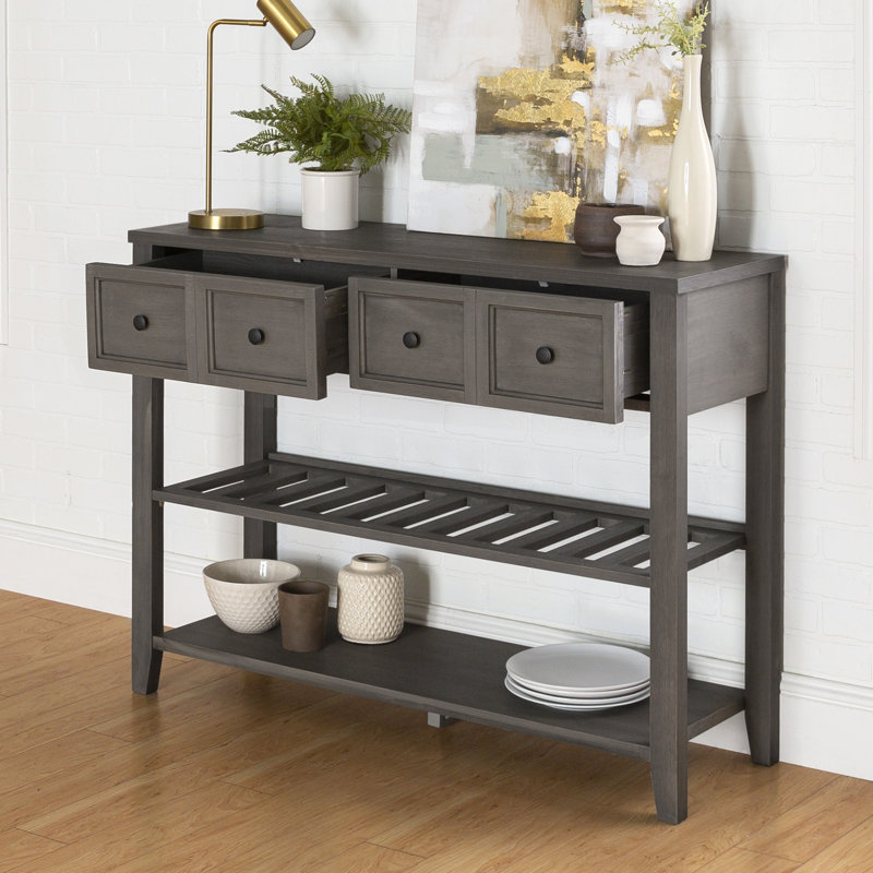 Buffet 2 tiroirs Desirae, Gris