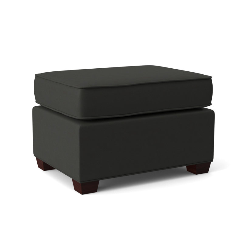 Finn 26" Wide Rectangle Standard Ottoman, Empire Mahogany, Dillon Black