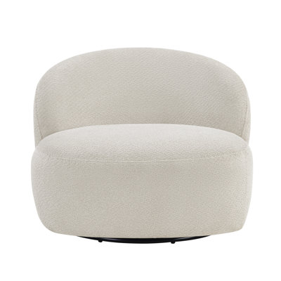 Modern Performance Fabric Upholstered Swivel Armchair, Ivory – Barbara by Pipp & Liv