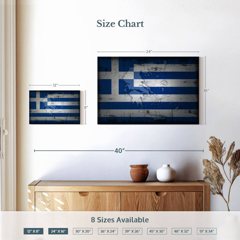 Map And Flag Of Greece, 16" H x 24" W