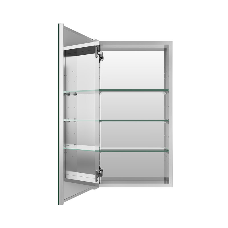Armoire à pharmacie de salle de bain en aluminium l 16 po x H 30 po avec tablettes réglables et porte battante gauche