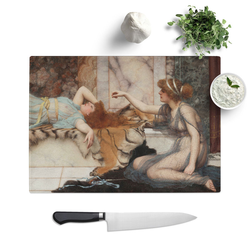 Mischief and Repose by John William Godward Chopping Board, 0.4cm H x 20cm W x 28.5cm L