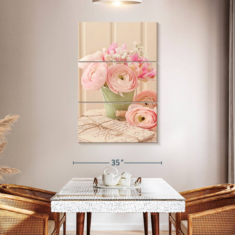 Harnek fleurs roses, H 50 po x l 32 po