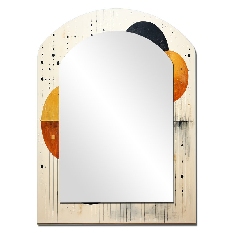 Gris orange gris Mid Century Minimalist Oasis I - miroir mural asymétrique minimaliste, 34 po x 25 po