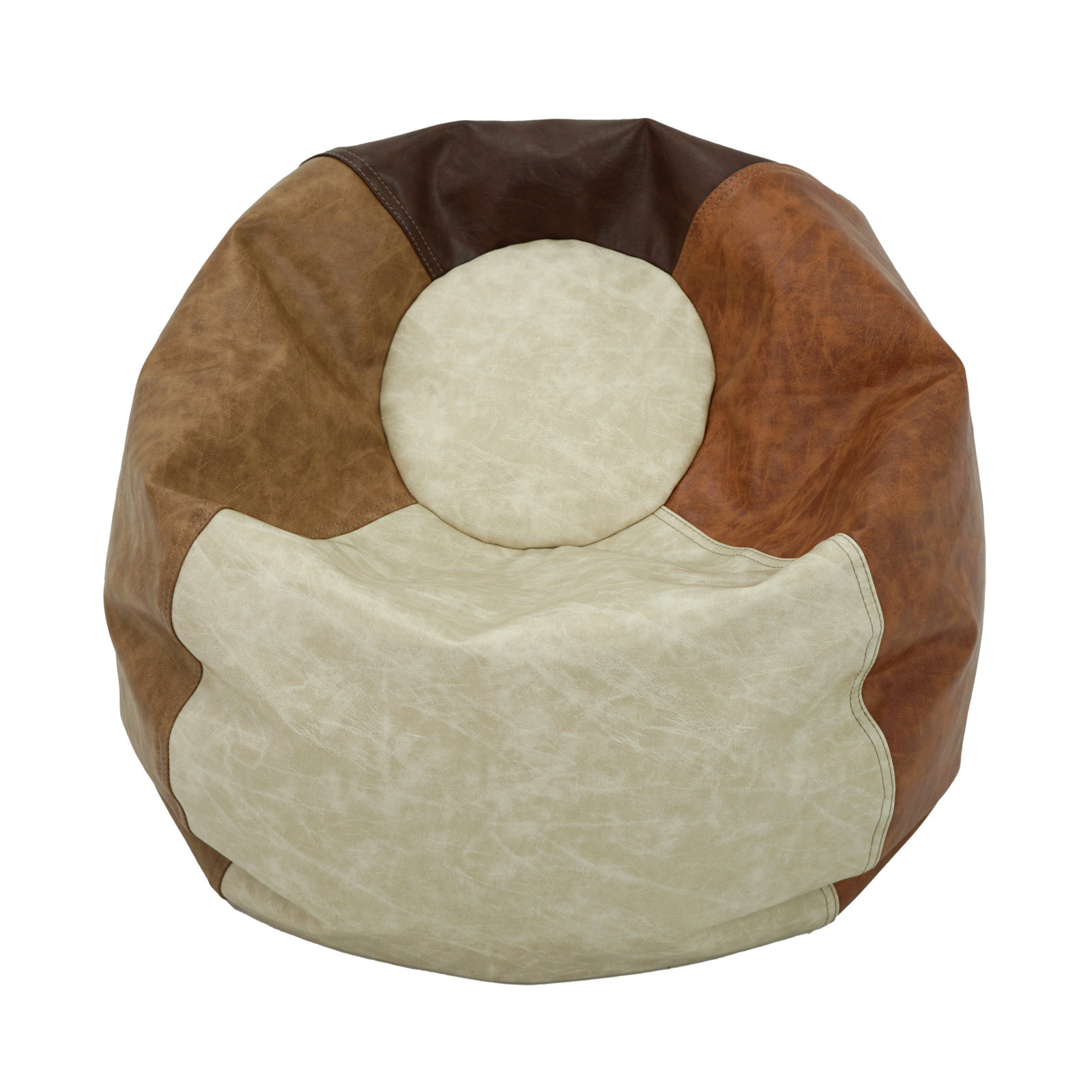 Standard Faux Leather Classic Bean Bag, Distressed Assorted Faux Leather, 19" H x 22" W x 22" D
