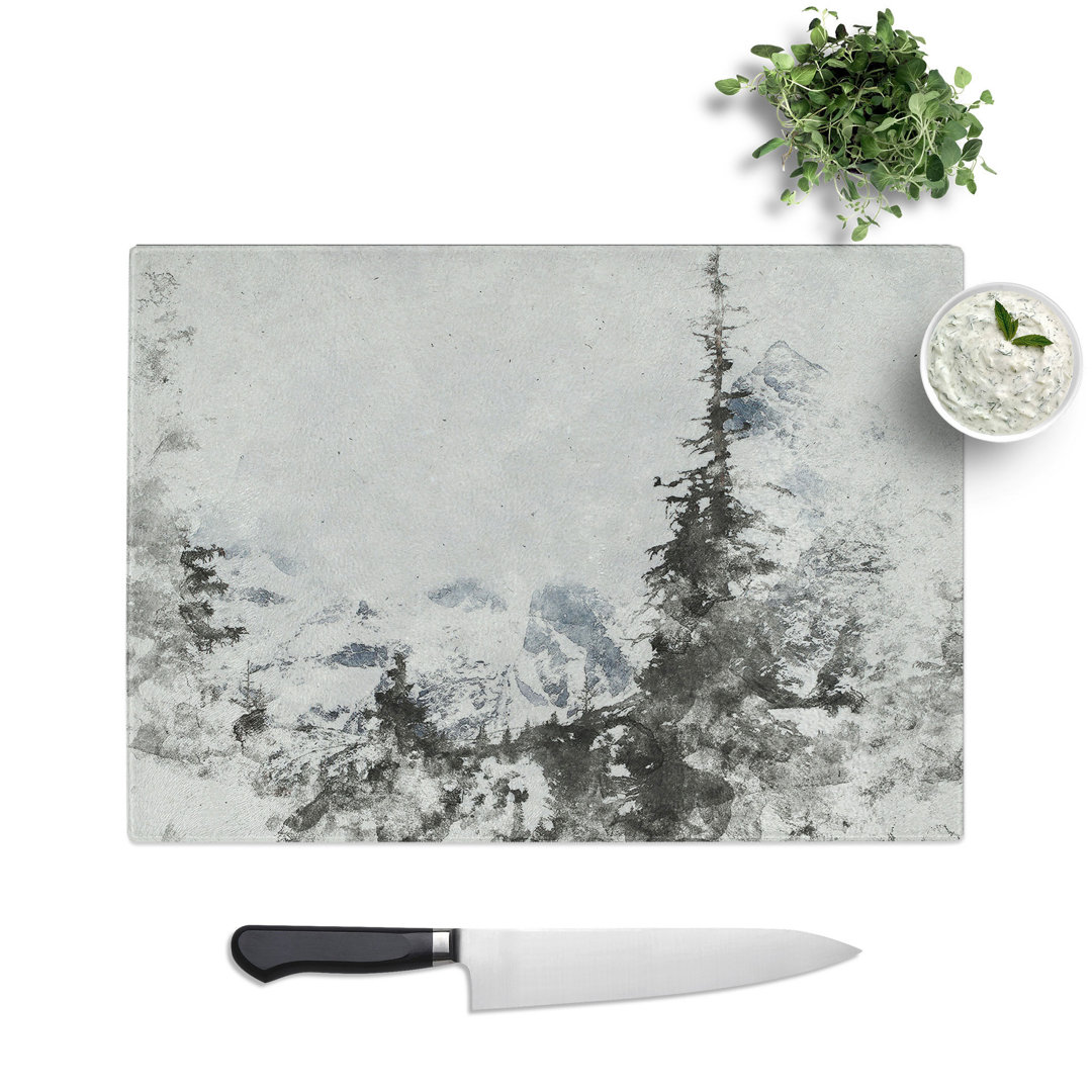 Forest and Mountain Landscape Watercolour Chopping Board