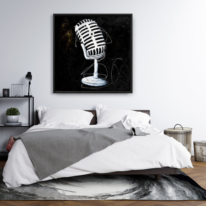 Microphone Man Cave Instrument Framed Canvas Home Decor