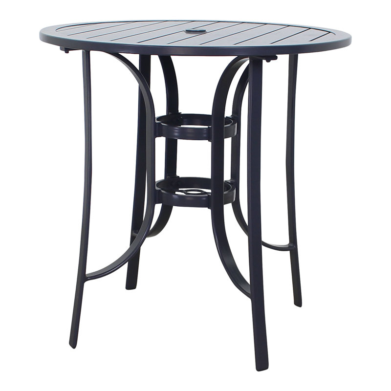 Round Metal Outdoor Bar Table With Umbrella Hole , 35.98'' in. W 35.98'' in. D