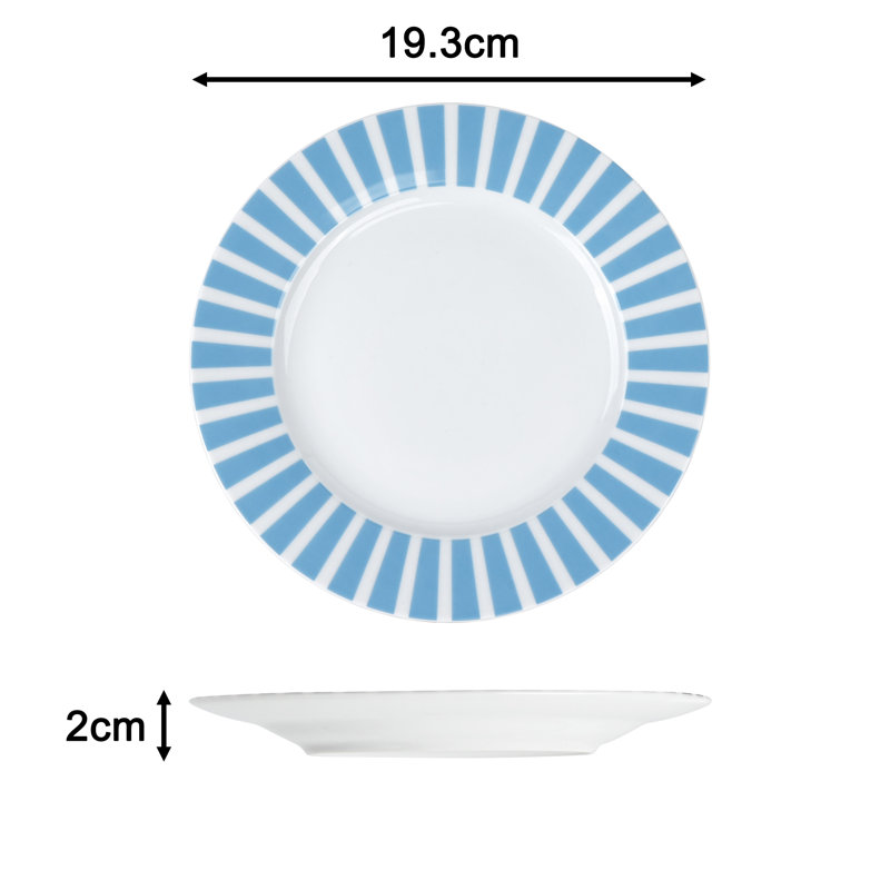 Waterside 24pc Split Stripe Porcelain Dinner Set, Blue