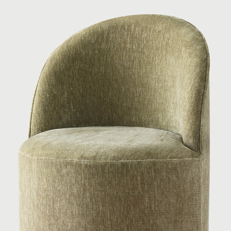 Chaise de bureau rembourrée pivotante en chenille avec roulettes cachées, Vert sauge