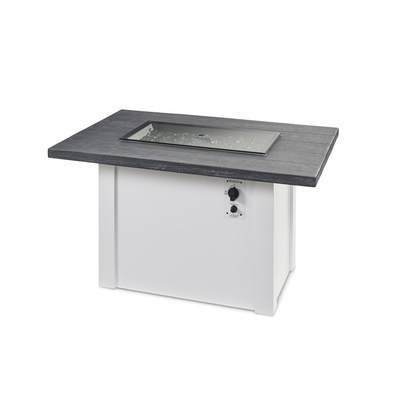Havenwood Rectangle Smokeless Fire Pit Table with Hidden Fuel Tank, Gray/White