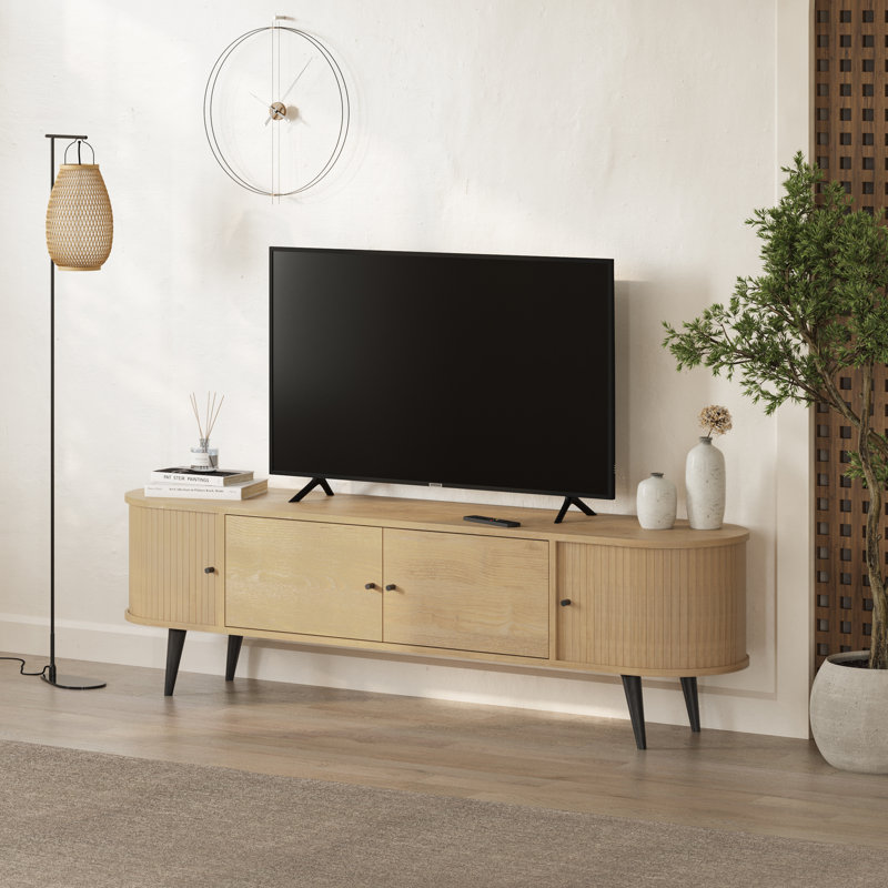 Gentle Modern TV Stand with Storage Cabinets Sliding Doors 180cm
