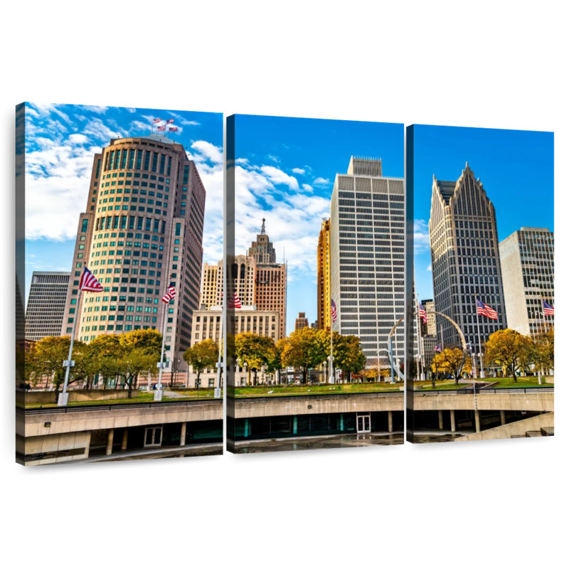 Sireci Downtown Detroit Buildings, 24" H x 38" W