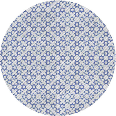 Laine tissée à la machine en laine et polyester bleu/blanc Tapis décoratif