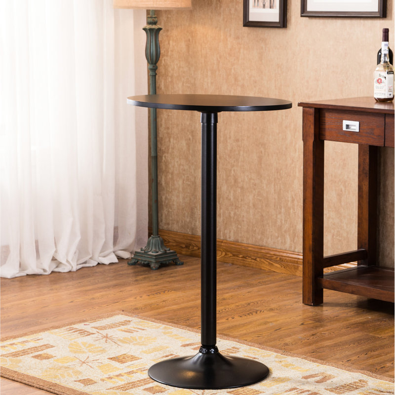 Black Round Top Metal Bar Table, Adjustable Legs, Fashionable For Home, 40" H Home Dining Option, 24"X40