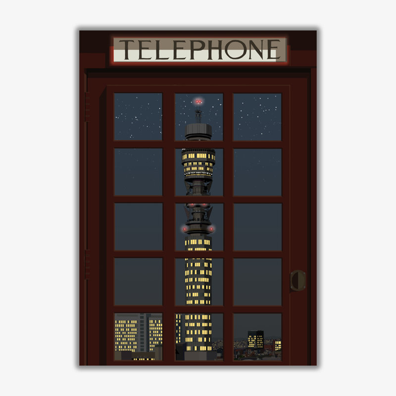 London Telephone Box 7 - Print, No Framed, 50cm H x 40cm W x 3cm D