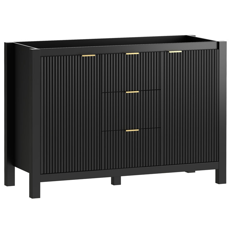 Base de meuble-lavabo simple 48 po seulement, Noir, noir, noir, noir