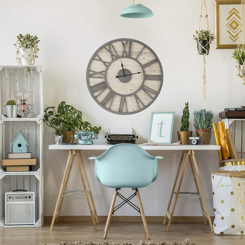 Horloge murale Shaylynne, Naturel / gris