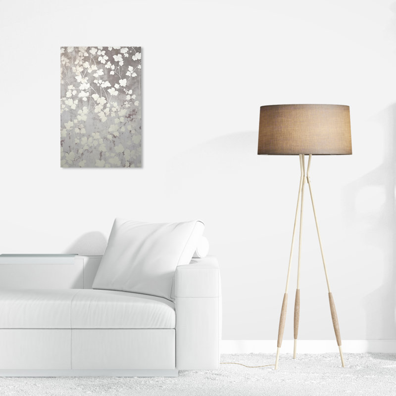 Rêves floraux argentés sur toile argentée, H 24 po x l 16 po x P 0,8 po