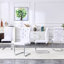 Ensemble de 2 chaises d'appoint en relief en alligator rétro, cuir synthétique blanc doux, pieds en métal galvanisé