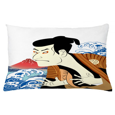 Kabuki Mask Indoor/Outdoor Lumbar Pillow Cover