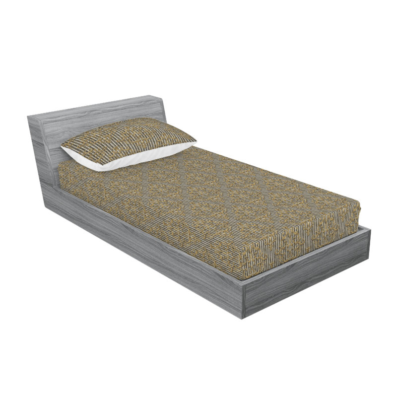 Ambesonne Fitted Sheet & Shams, Mustard/Dark Gray Floral, Twin XL Sheet Set with 1 Pillowcase