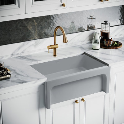 Whitehaus 30” Reversible Single Bowl Fireclay Kitchen Sink: 2-1/2" Lip, Beveled Front Apron