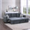 Canapé-lit modulaire en velours 90 po avec méridienne et rangement, canapé-lit escamotable