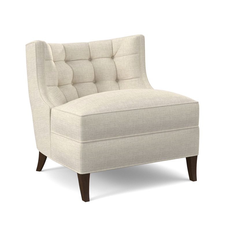 Chaise d'appoint avec coussin en polyester de 29 po de largeur Social, Noyer américain, Lin UV-Rollo