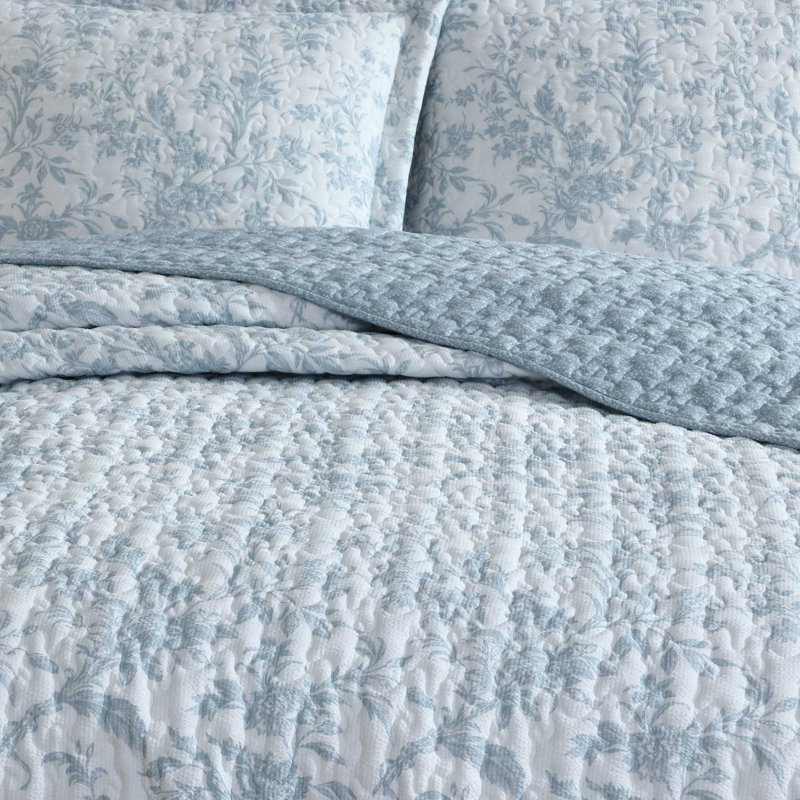 Ensemble de courtepointe Laura Ashley Amberly, Courtepointe pour lit simple + 1 taie décorative 