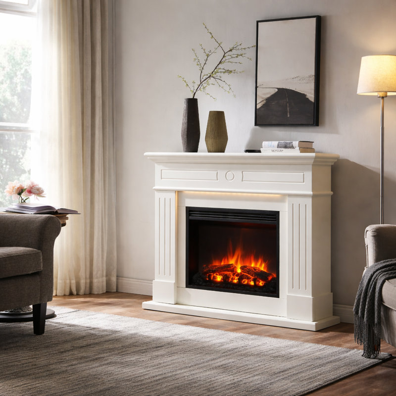 EVERLEIGH FLAMME 110cm W Electric Fireplace, White