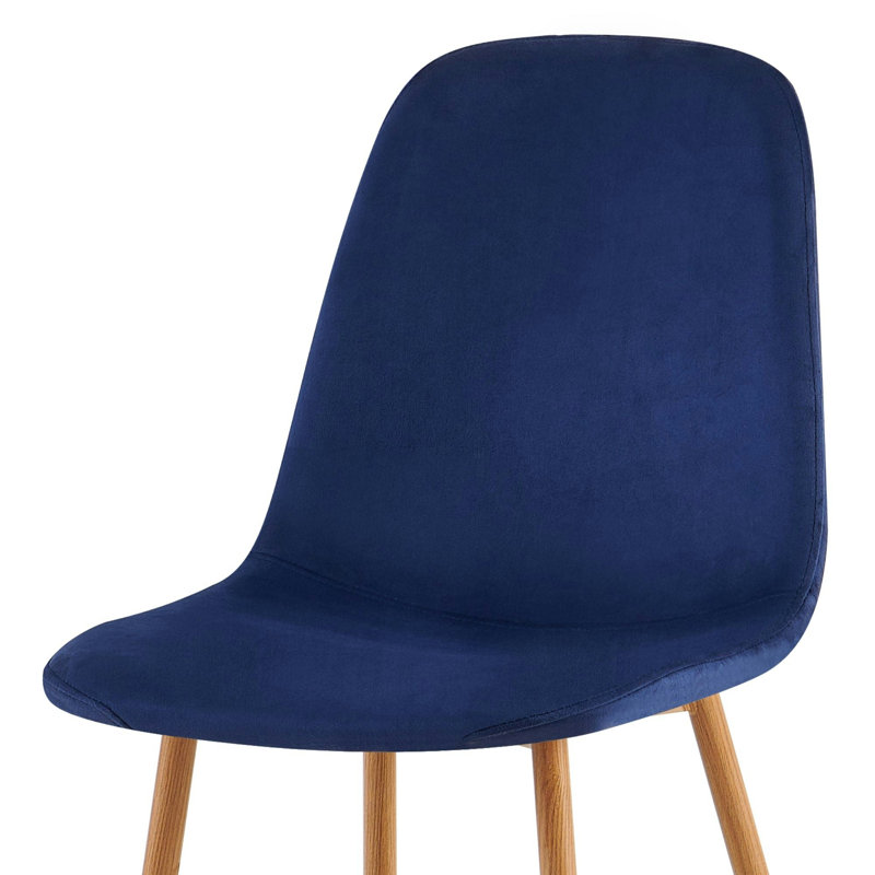 Allaina 55cm H Upholstered Metal Side Chair, Madieval Blue, Oak Wood