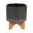 Elegant Outdoor Planter on Bamboo Stand for Living Room or Patio Styling - Modern Flower Pot Tabletop Accent for Indoor Home Decor or Office - Green-1195818435-1195776357