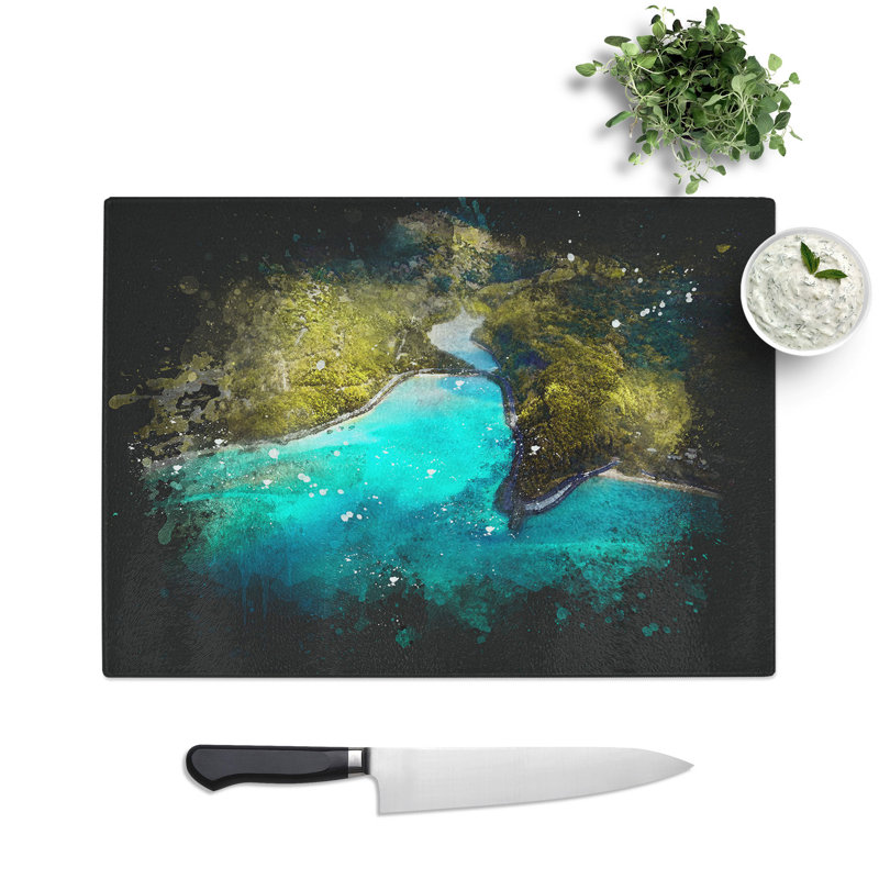 Maconde Point Baie Du Cap in Mauritius Paint Splash Chopping Board, 20cm W x 28.5cm L