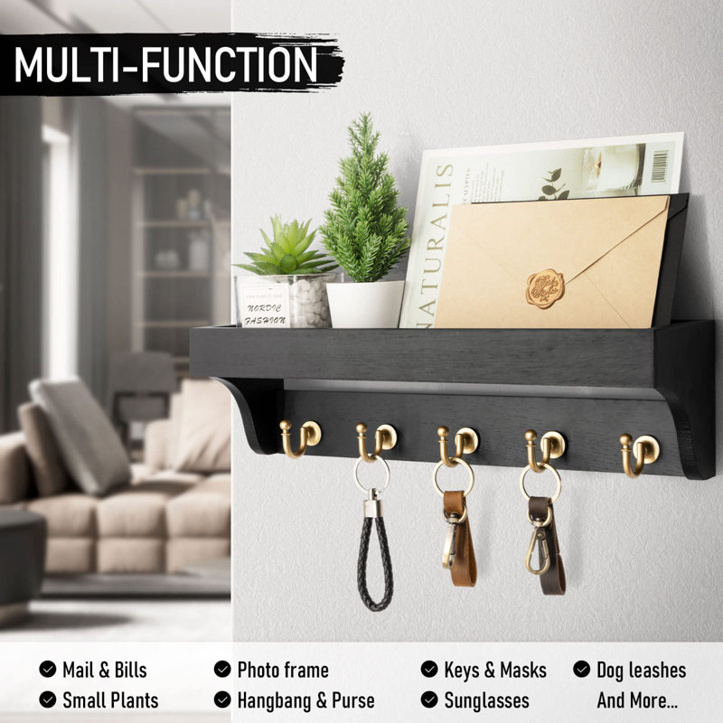 Key Holder for Wall with Shelf