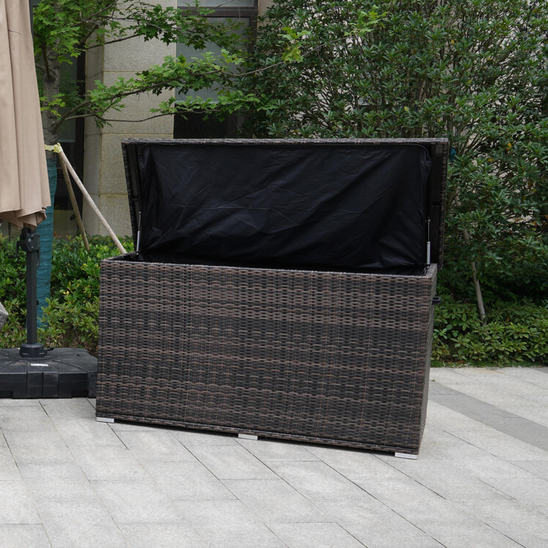 Direct Wicker 265 Gallons Water Resistant Deck Box, 37.4" H x 66.93" W x 30.31" D, Dark Brown
