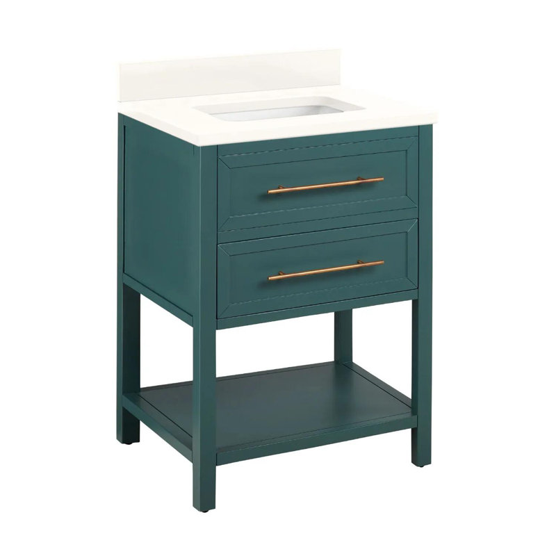 Ensemble de meuble-lavabo simple 24 po avec lavabo encastré rectangulaire Robertson, Pas de perçage, Bleu marine de nuit