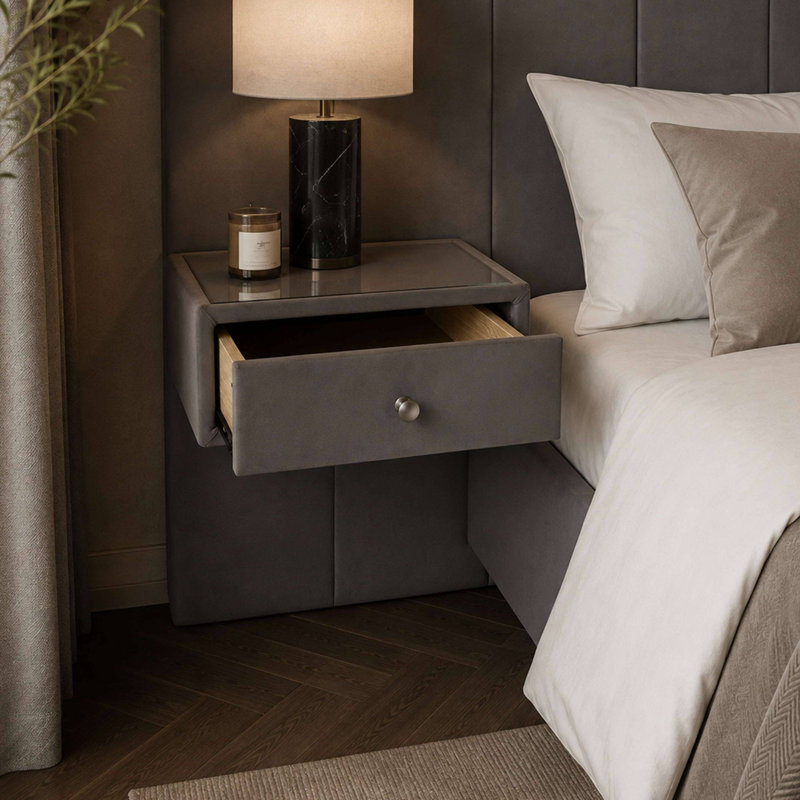 Upholstered Fabric Bed, Super King