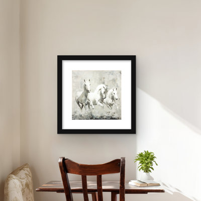 Three White Horses Running - Farm Animals Print | Home Decor