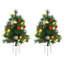 Ensemble de 2 sapins de Noël artificiels 24 po préinstallés sans cordon avec 24 lumières et piquets blanc chaud