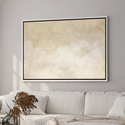 Art mural encadré sur toile - Forme abstraite de nuage neutre neutre dans des tons de beige chaud - 16 po x 24 po, 24 po x 36 po