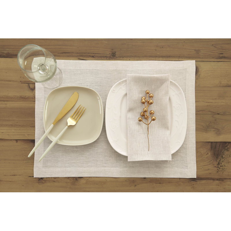 100% Pure Linen Dinner Napkins - Athena, Light Natural