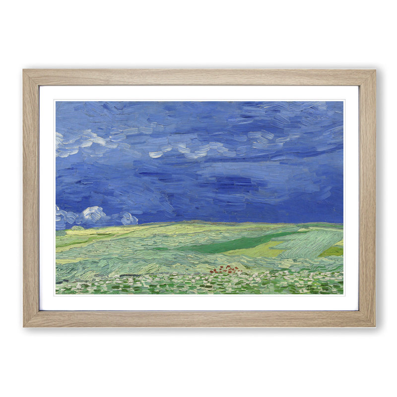 Wheatfield Under Thunderclouds by Vincent Van Gogh - Picture Frame Painting, Oak, 48cm H x 65cm W x 2cm D