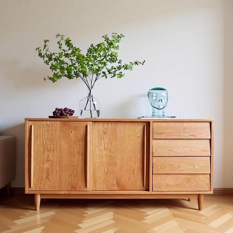 Buffet simple en bois massif avec rangement, 32.28" H x 70.86" W x 16.53" D