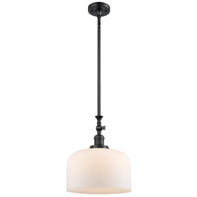 Hiers 1 - Light Single Pendant, Matte Black, Matte White Cased, 6 Watt Vinage LED Bulb
